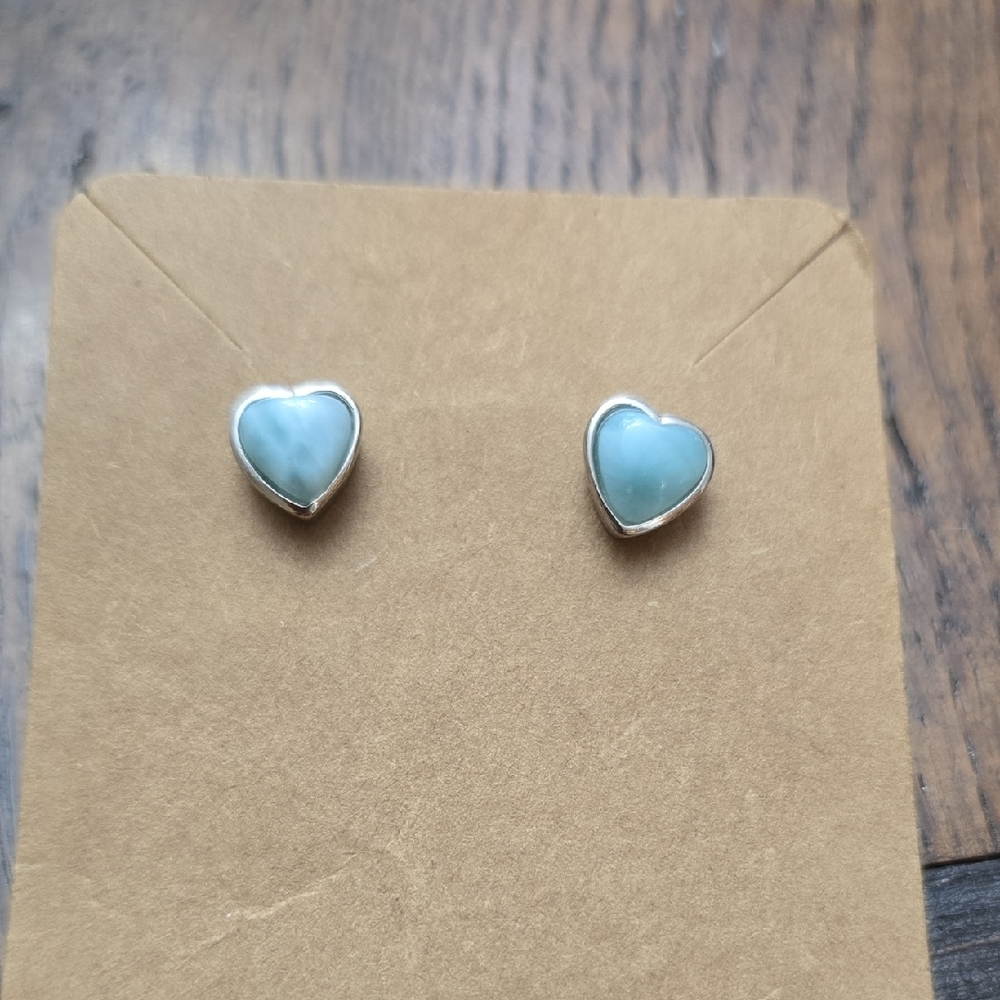 Larimar Heart-Shaped Silver Earrings
